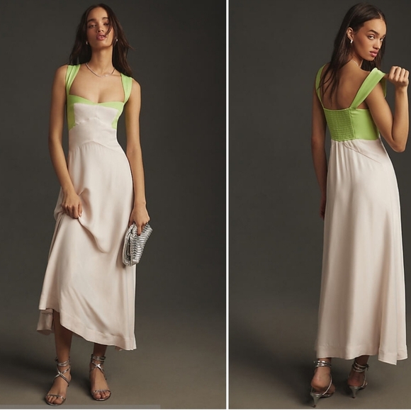 Anthropoligie Maeve Sleeveless Seamed Slip Midi Dress - Picture 1 of 5